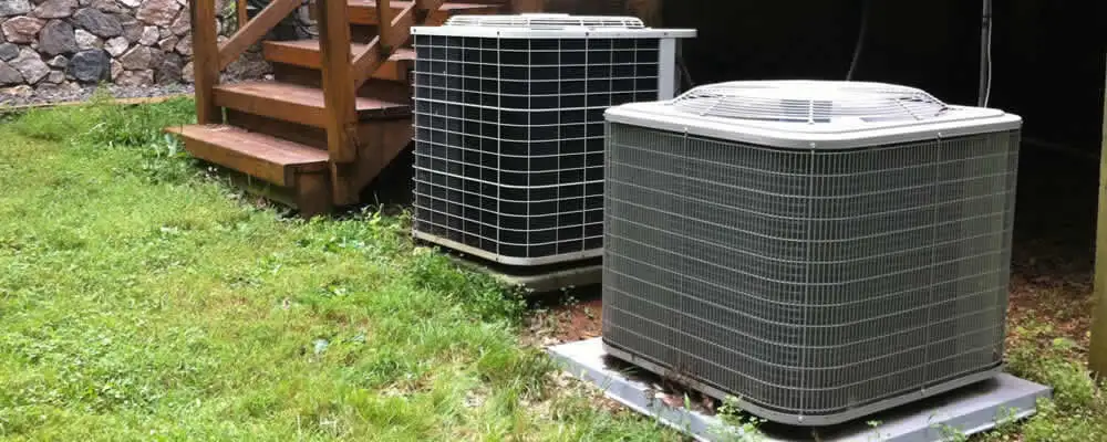Heat pump installation and service units outside a home in Staten Island, NY